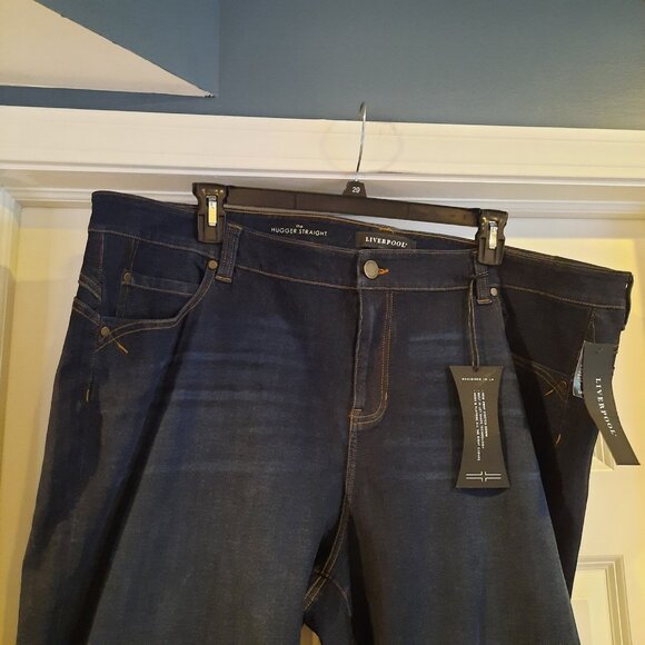 Liverpool Jeans Womens 24W Straight‎ Hugger Shaping Mid Rise Dark Wash Stretch - Picture 4 of 14
